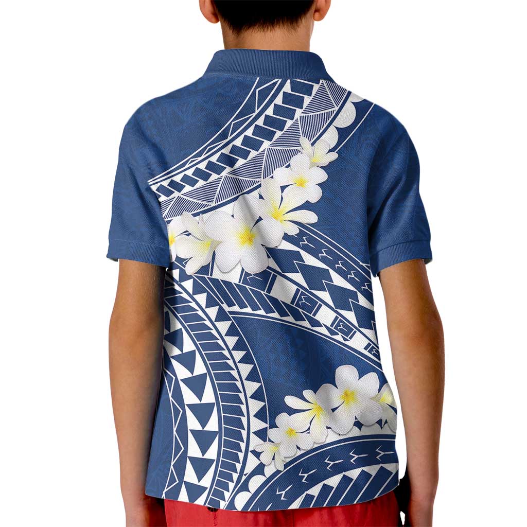 Polynesian Vintage Floral Kid Polo Shirt Navy Blue Motifs LT7 - Polynesian Pride