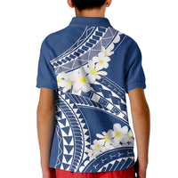Polynesian Vintage Floral Kid Polo Shirt Navy Blue Motifs LT7 - Polynesian Pride