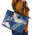 Polynesian Vintage Floral Leather Tote Bag Navy Blue Motifs - Polynesian Pride