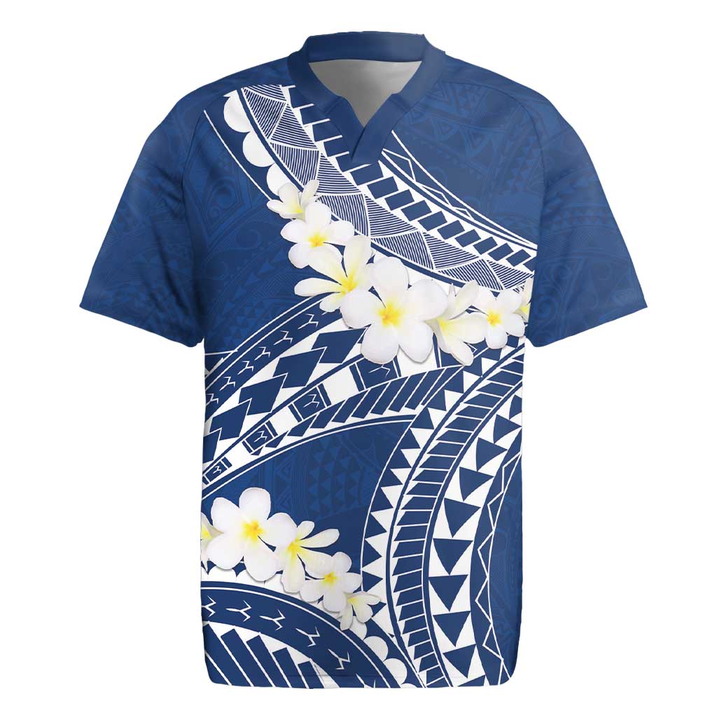 Polynesian Vintage Floral Rugby Jersey Navy Blue Motifs LT7 Navy Blue - Polynesian Pride