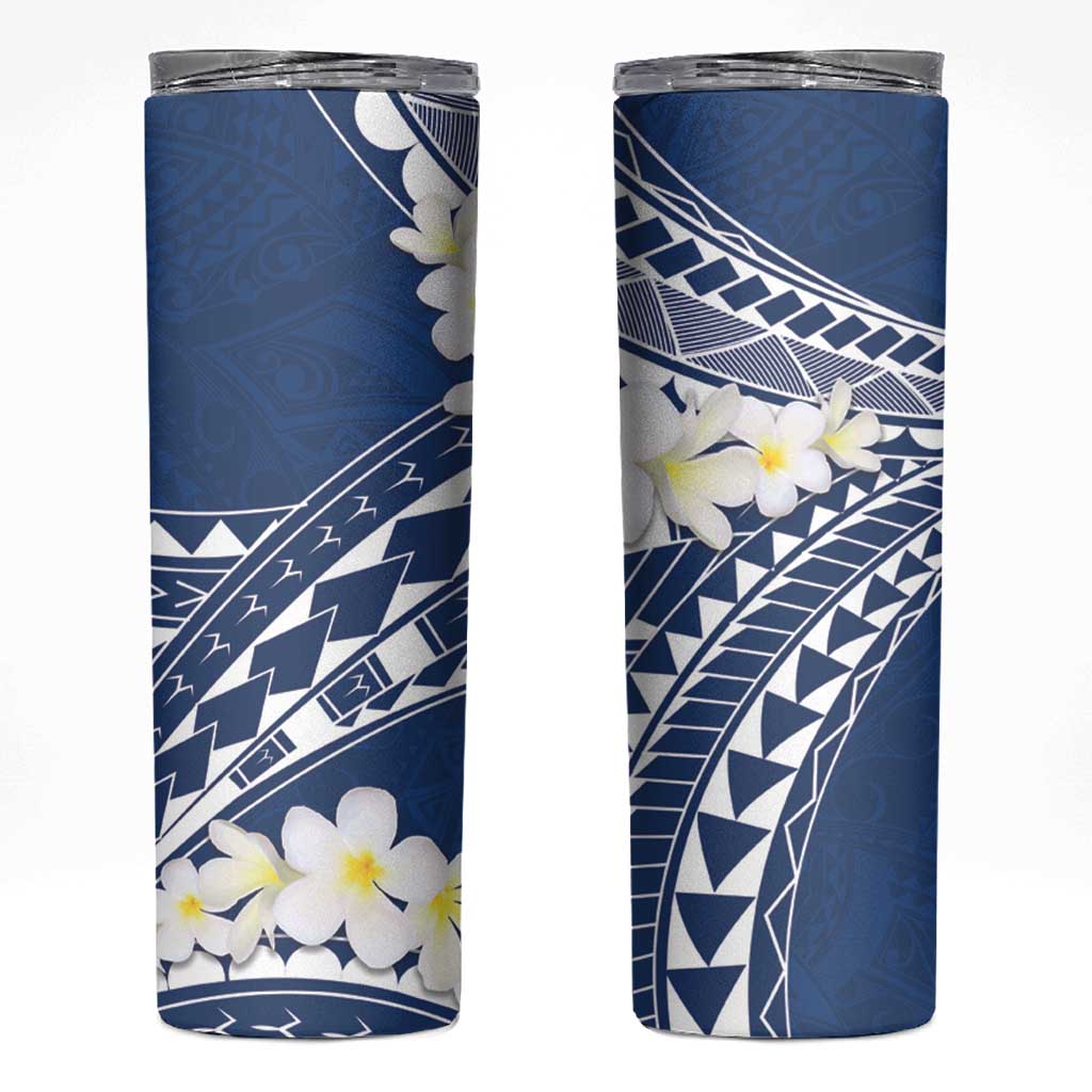 Polynesian Vintage Floral Skinny Tumbler Navy Blue Motifs LT7 Navy Blue - Polynesian Pride