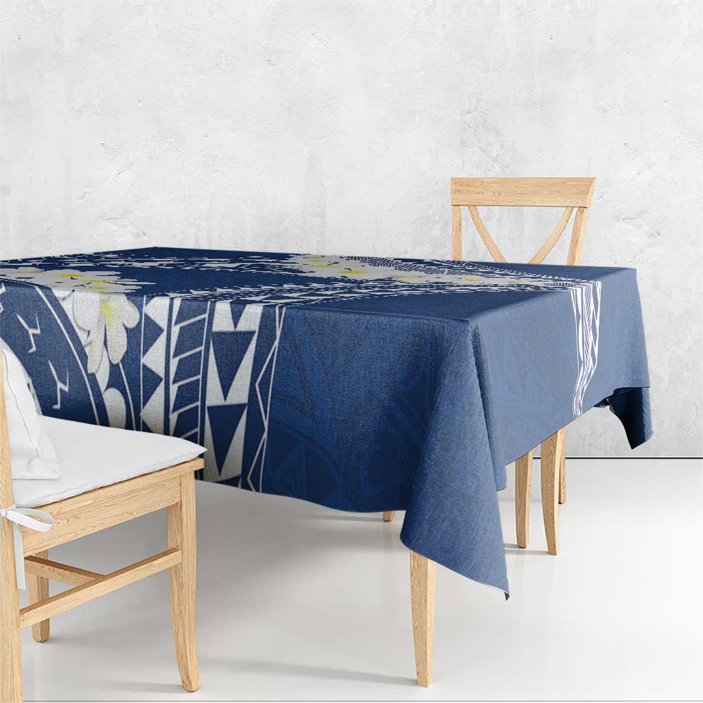 Polynesian Vintage Floral Tablecloth Navy Blue Motifs - Polynesian Pride