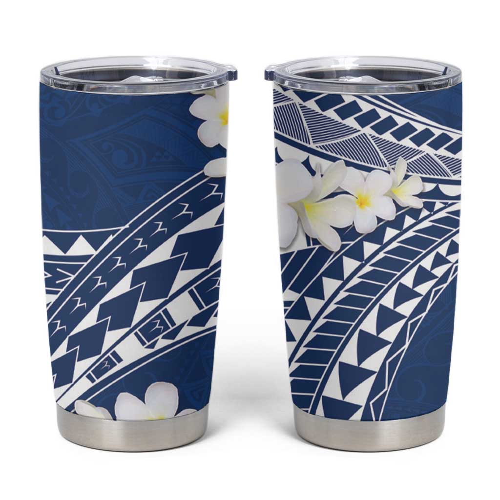 Polynesian Vintage Floral Tumbler Cup Navy Blue Motifs LT7 Navy Blue - Polynesian Pride