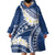 Polynesian Vintage Floral Wearable Blanket Hoodie Navy Blue Motifs - Polynesian Pride