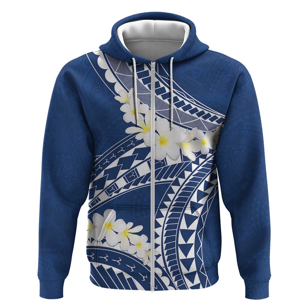 Polynesian Vintage Floral Zip Hoodie Navy Blue Motifs LT7 Zip Hoodie Navy Blue - Polynesian Pride