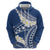 Polynesian Vintage Floral Zip Hoodie Navy Blue Motifs - Polynesian Pride