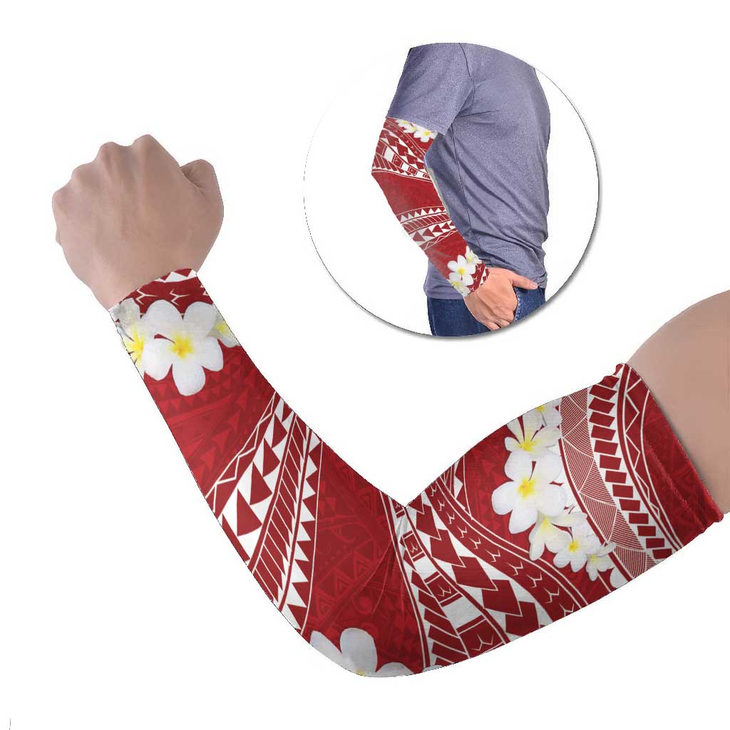 Polynesian Vintage Floral Arm Sleeves Scarlet Motifs LT7 Set of 2 Scarlet - Polynesian Pride