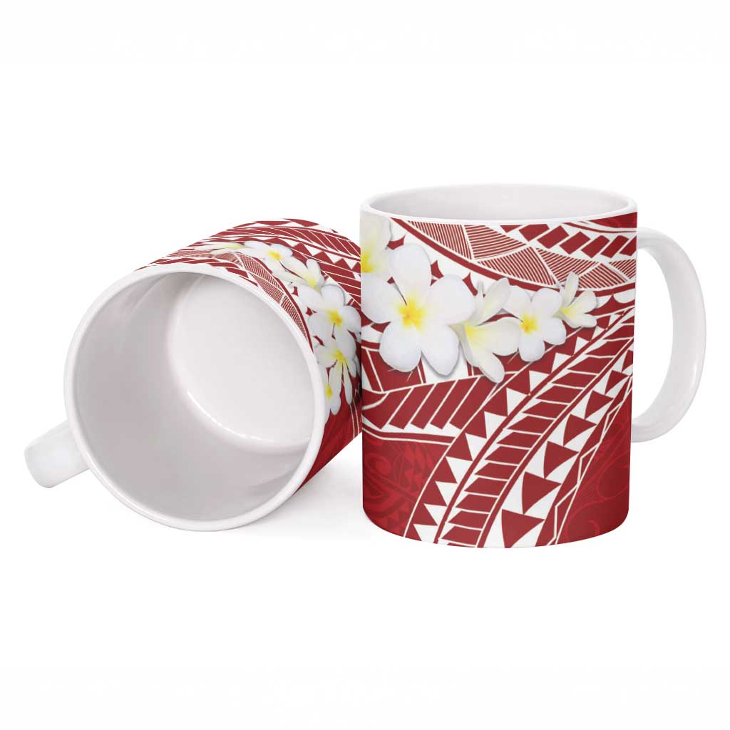Polynesian Vintage Floral Ceramic Mug Scarlet Motifs - Polynesian Pride