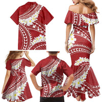 Polynesian Vintage Floral Family Matching Mermaid Dress and Hawaiian Shirt Scarlet Motifs LT7 - Polynesian Pride