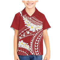 Polynesian Vintage Floral Family Matching Mermaid Dress and Hawaiian Shirt Scarlet Motifs LT7 Son's Shirt Scarlet - Polynesian Pride