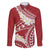 Polynesian Vintage Floral Family Matching Off The Shoulder Long Sleeve Dress and Hawaiian Shirt Scarlet Motifs - Polynesian Pride