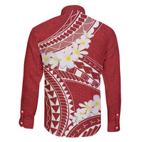 Polynesian Vintage Floral Family Matching Off The Shoulder Long Sleeve Dress and Hawaiian Shirt Scarlet Motifs LT7 - Polynesian Pride
