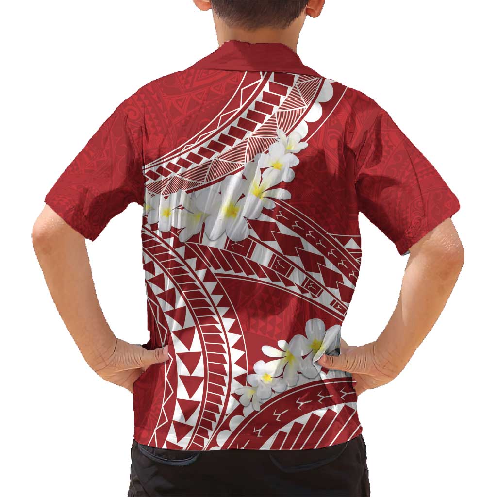 Polynesian Vintage Floral Family Matching Off Shoulder Maxi Dress and Hawaiian Shirt Scarlet Motifs LT7 - Polynesian Pride
