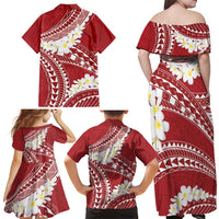 Polynesian Vintage Floral Family Matching Off Shoulder Maxi Dress and Hawaiian Shirt Scarlet Motifs LT7 - Polynesian Pride