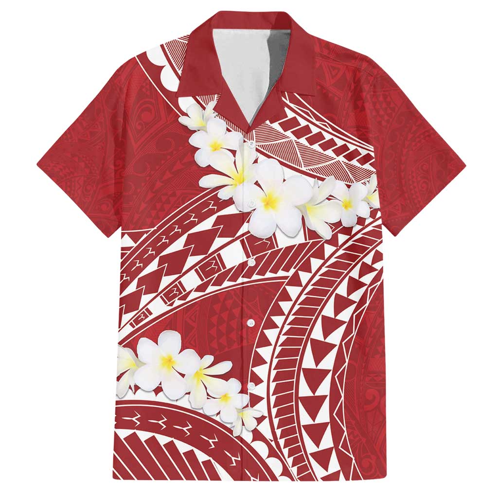Polynesian Vintage Floral Family Matching Puletasi and Hawaiian Shirt Scarlet Motifs LT7 Dad's Shirt - Short Sleeve Scarlet - Polynesian Pride