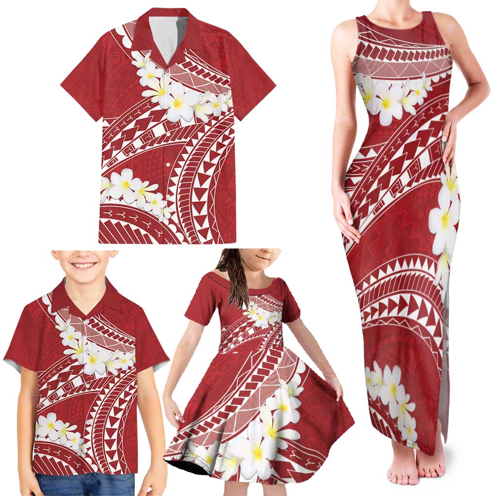 Polynesian Vintage Floral Family Matching Tank Maxi Dress and Hawaiian Shirt Scarlet Motifs LT7 - Polynesian Pride