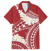 Polynesian Vintage Floral Family Matching Tank Maxi Dress and Hawaiian Shirt Scarlet Motifs LT7 Dad's Shirt - Short Sleeve Scarlet - Polynesian Pride