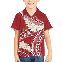 Polynesian Vintage Floral Family Matching Tank Maxi Dress and Hawaiian Shirt Scarlet Motifs LT7 Son's Shirt Scarlet - Polynesian Pride