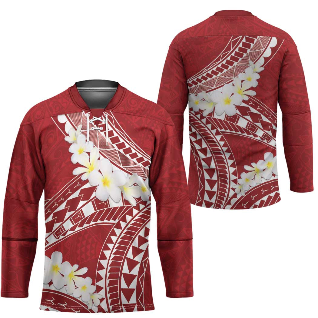 Polynesian Vintage Floral Hockey Jersey Scarlet Motifs - Polynesian Pride