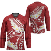 Polynesian Vintage Floral Hockey Jersey Scarlet Motifs - Polynesian Pride
