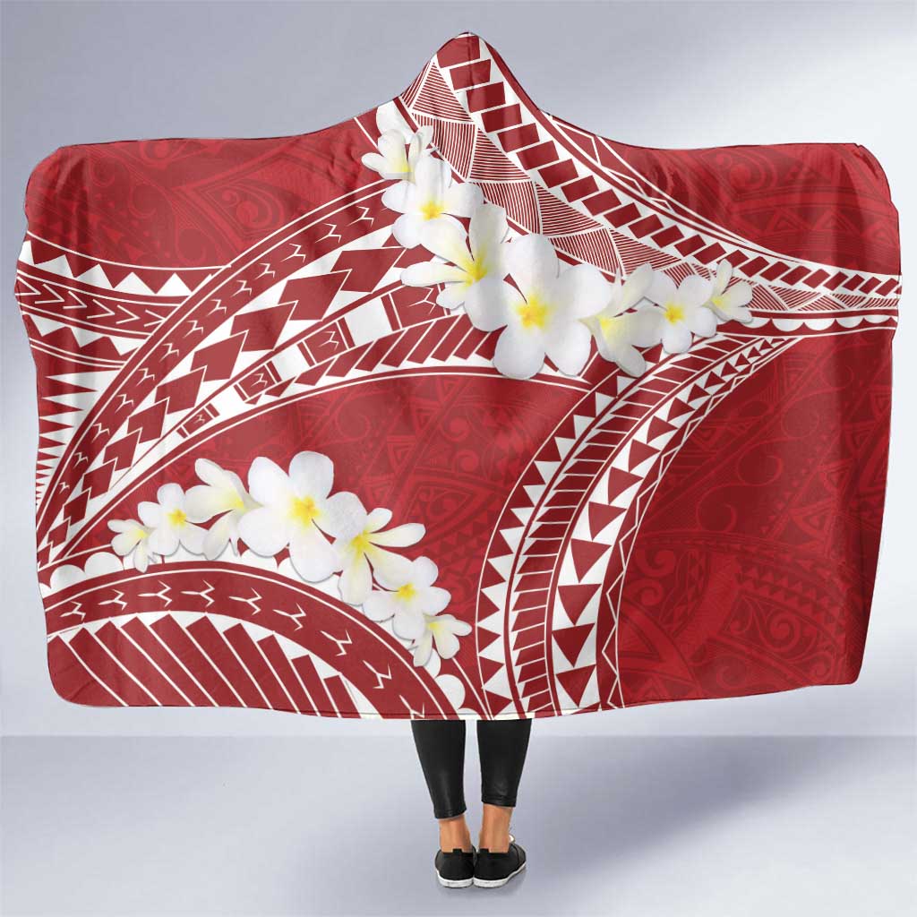 Polynesian Vintage Floral Hooded Blanket Scarlet Motifs LT7 One Size Scarlet - Polynesian Pride