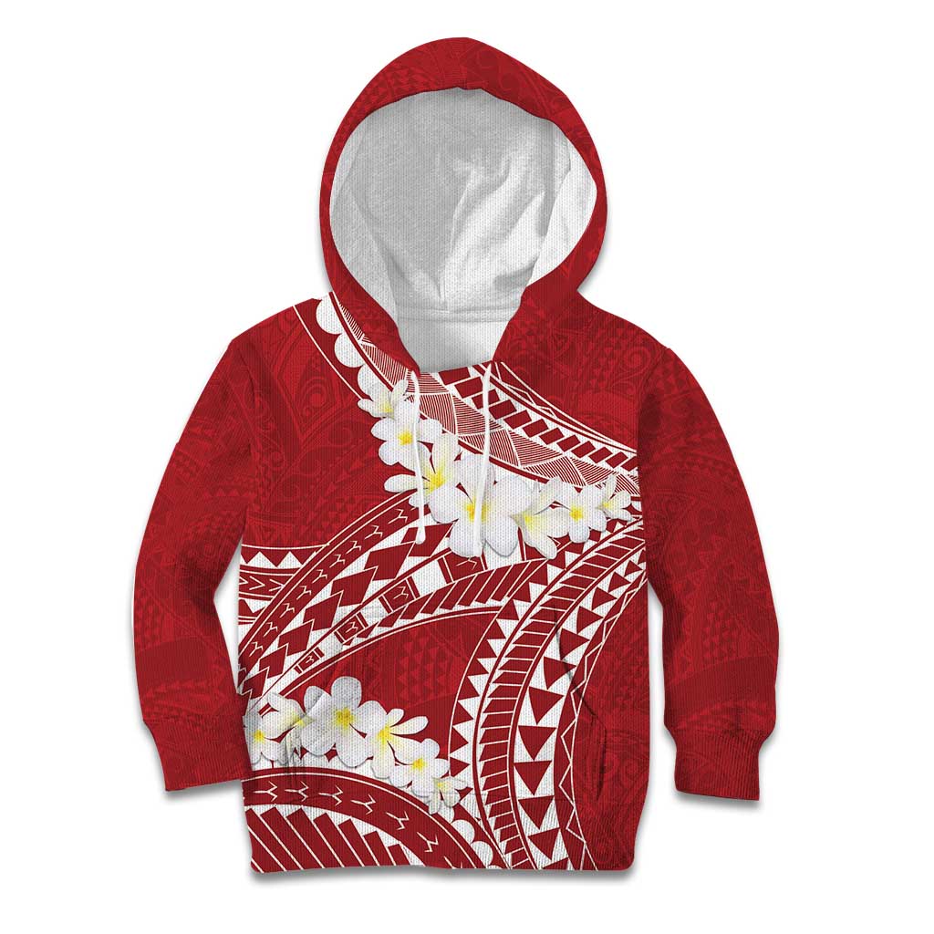 Polynesian Vintage Floral Kid Hoodie Scarlet Motifs LT7 Hoodie Scarlet - Polynesian Pride