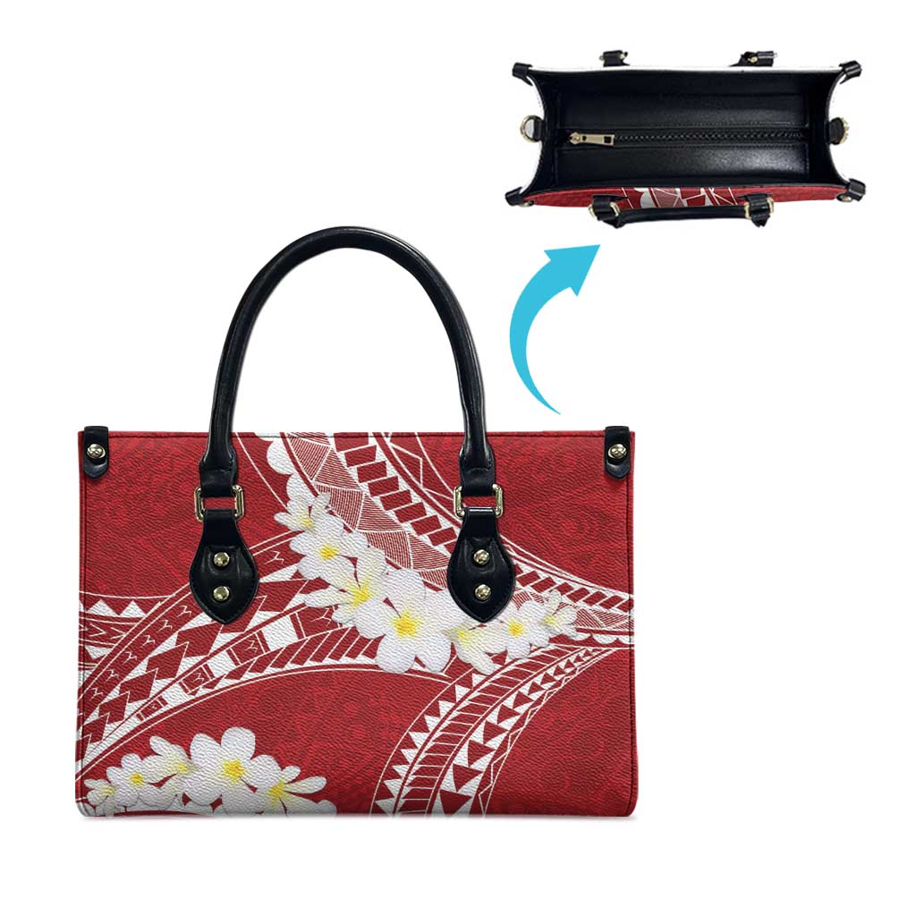Polynesian Vintage Floral Leather Bag Scarlet Motifs - Polynesian Pride