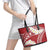 Polynesian Vintage Floral Leather Tote Bag Scarlet Motifs - Polynesian Pride