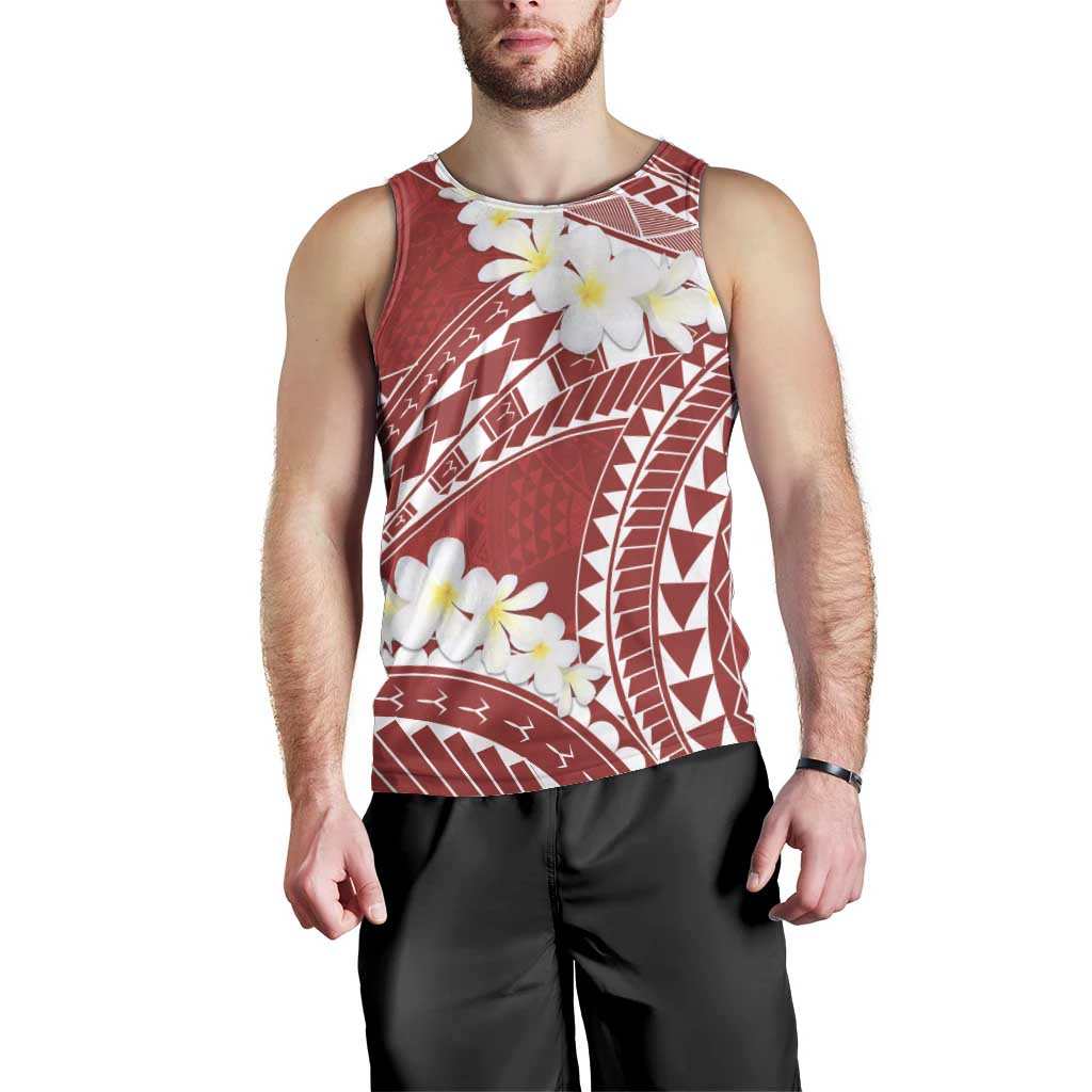 Polynesian Vintage Floral Men Tank Top Scarlet Motifs - Polynesian Pride