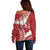Polynesian Vintage Floral Off Shoulder Sweater Scarlet Motifs - Polynesian Pride