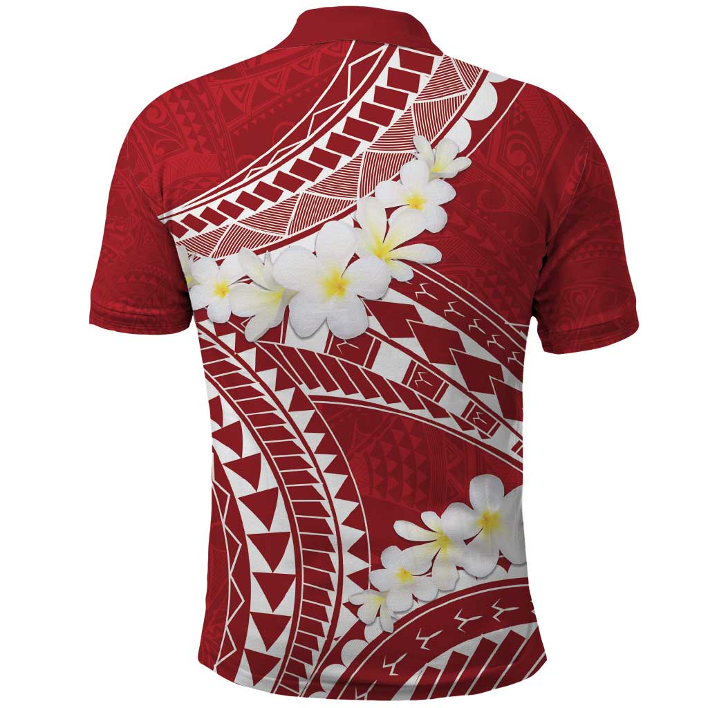 Polynesian Vintage Floral Polo Shirt Scarlet Motifs - Polynesian Pride
