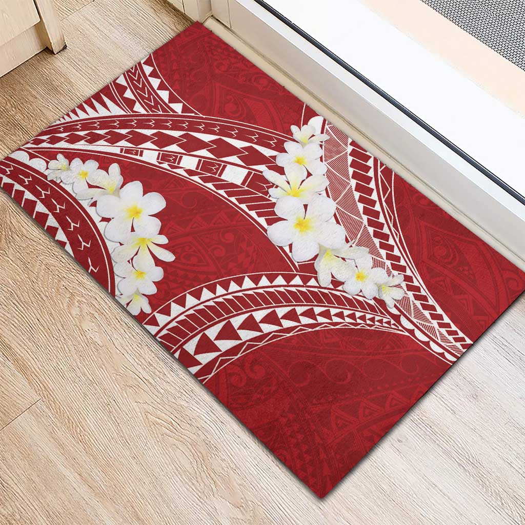 Polynesian Vintage Floral Rubber Doormat Scarlet Motifs - Polynesian Pride