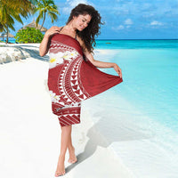 Polynesian Vintage Floral Sarong Scarlet Motifs - Polynesian Pride