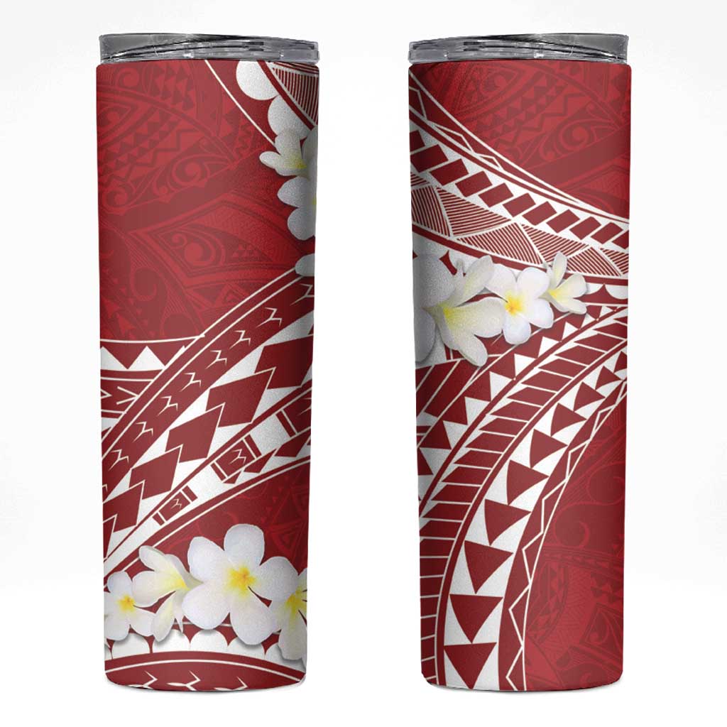 Polynesian Vintage Floral Skinny Tumbler Scarlet Motifs LT7 Scarlet - Polynesian Pride