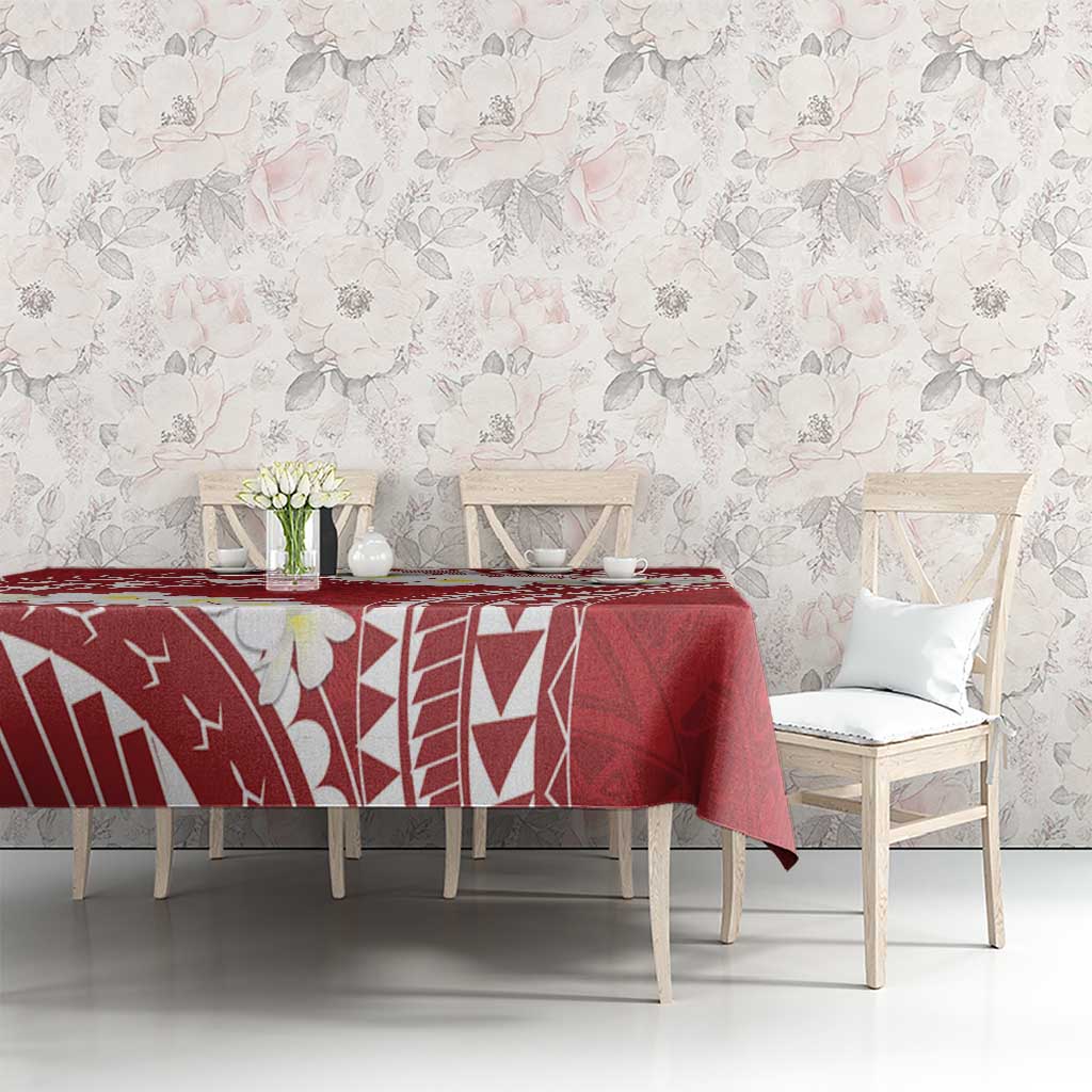 Polynesian Vintage Floral Tablecloth Scarlet Motifs - Polynesian Pride
