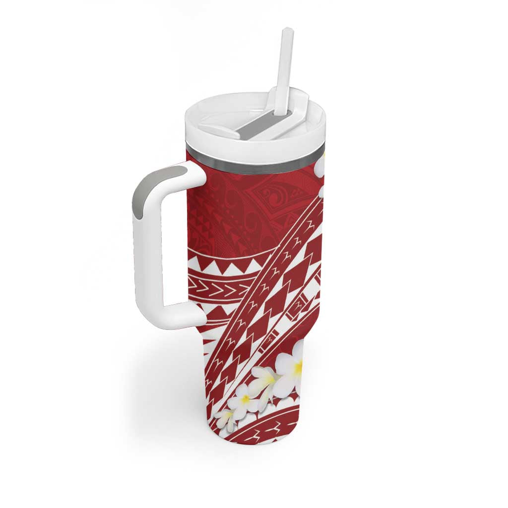 Polynesian Vintage Floral Tumbler With Handle Scarlet Motifs - Polynesian Pride