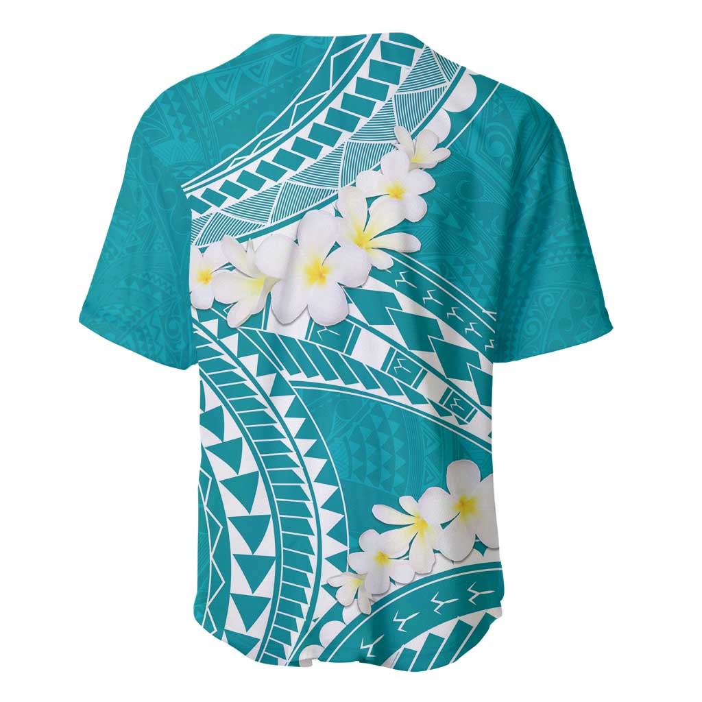 Polynesian Vintage Floral Baseball Jersey Teal Motifs - Polynesian Pride