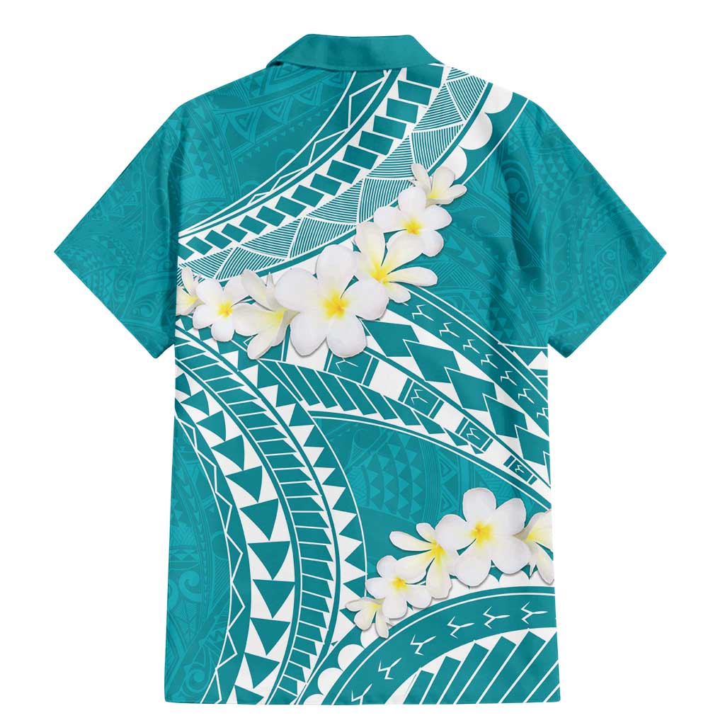 Polynesian Vintage Floral Family Matching Mermaid Dress and Hawaiian Shirt Teal Motifs LT7 - Polynesian Pride