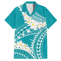 Polynesian Vintage Floral Family Matching Off Shoulder Short Dress and Hawaiian Shirt Teal Motifs LT7 Dad's Shirt - Short Sleeve Teal - Polynesian Pride