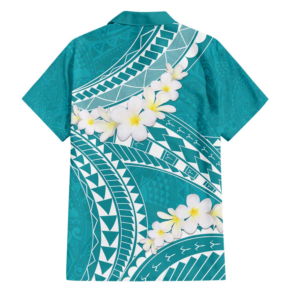 Polynesian Vintage Floral Family Matching Off Shoulder Short Dress and Hawaiian Shirt Teal Motifs LT7 - Polynesian Pride