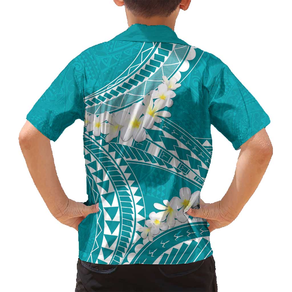 Polynesian Vintage Floral Family Matching Summer Maxi Dress and Hawaiian Shirt Teal Motifs LT7 - Polynesian Pride