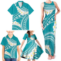 Polynesian Vintage Floral Family Matching Tank Maxi Dress and Hawaiian Shirt Teal Motifs LT7 - Polynesian Pride