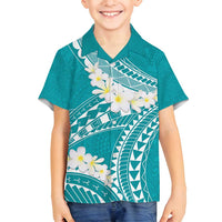 Polynesian Vintage Floral Family Matching Tank Maxi Dress and Hawaiian Shirt Teal Motifs LT7 Son's Shirt Teal - Polynesian Pride