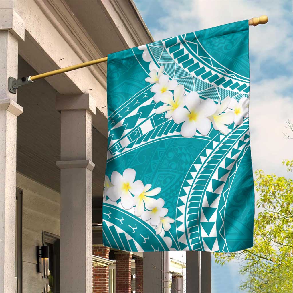 Polynesian Vintage Floral Garden Flag Teal Motifs LT7 House Flag Teal - Polynesian Pride
