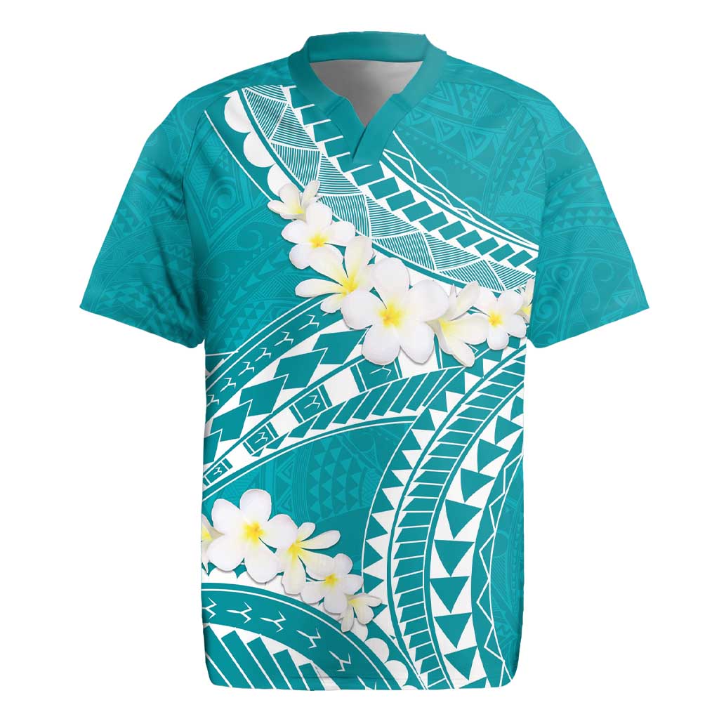 Polynesian Vintage Floral Rugby Jersey Teal Motifs LT7 Teal - Polynesian Pride