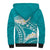 Polynesian Vintage Floral Sherpa Hoodie Teal Motifs - Polynesian Pride
