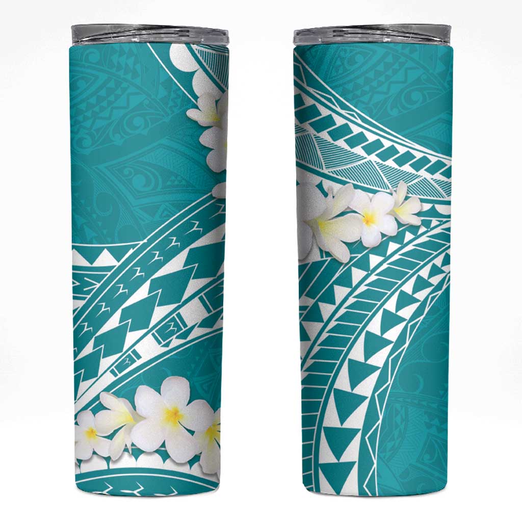 Polynesian Vintage Floral Skinny Tumbler Teal Motifs LT7 Teal - Polynesian Pride
