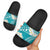 Polynesian Vintage Floral Slide Sandals Teal Motifs - Polynesian Pride