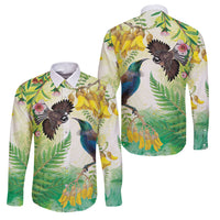 New Zealand Maori Mahuru Family Matching Puletasi and Hawaiian Shirt Tui With Pikawakawa Spring Colors LT7 Dad's Shirt - Long Sleeve Multicolor - Polynesian Pride