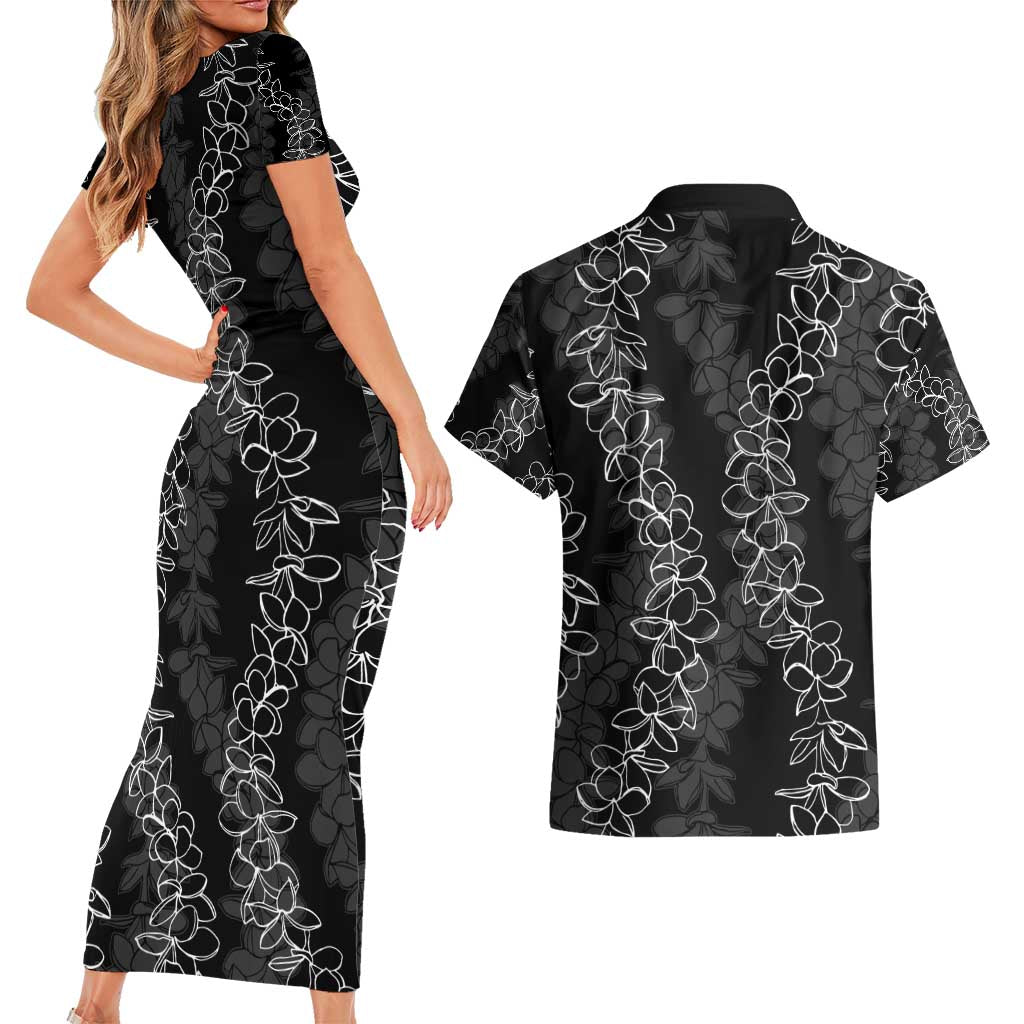 Hawaii Plumeria Lei Couples Matching Short Sleeve Bodycon Dress and Hawaiian Shirt Aloha Festive Vibe LT7 - Polynesian Pride